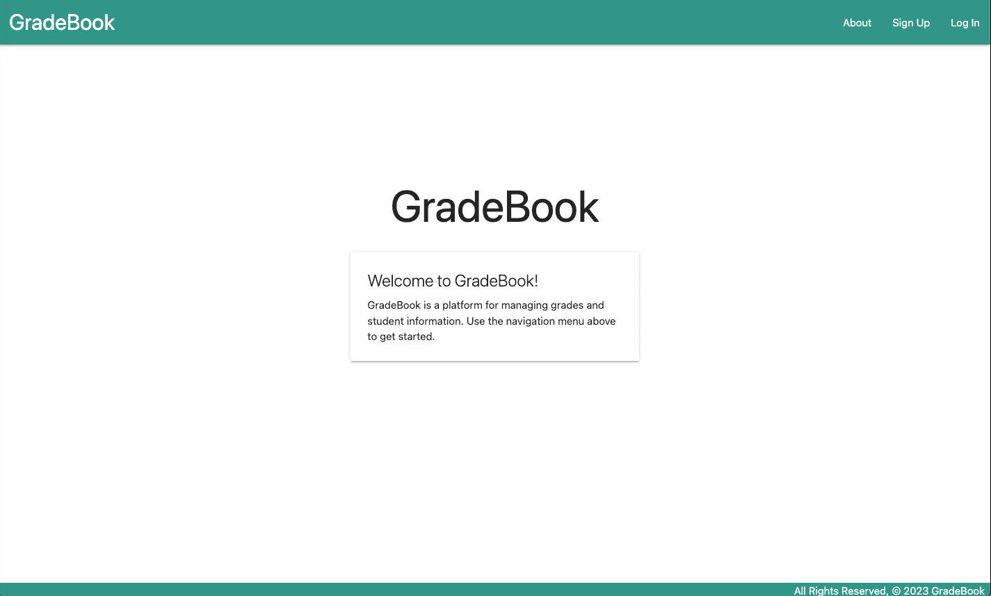 Student Gradebook application screenshot